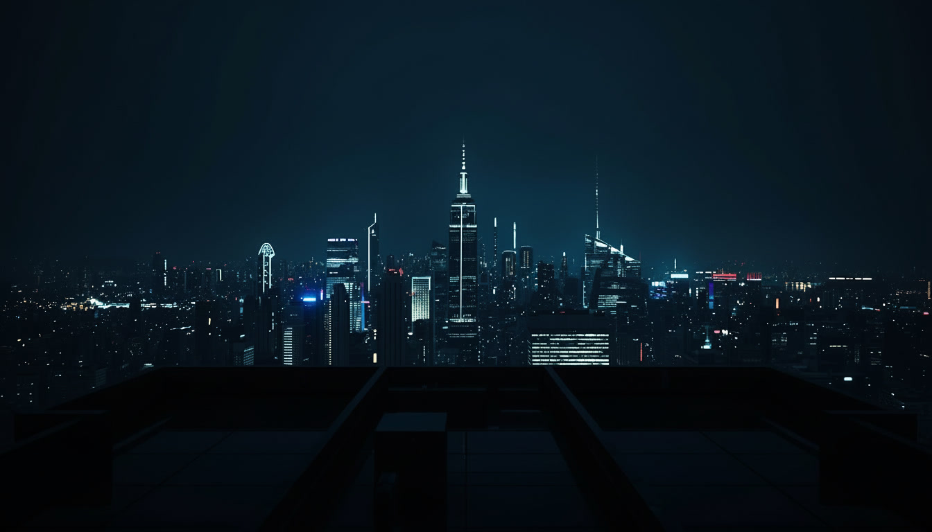 Futuristic city's rooftop view amoled