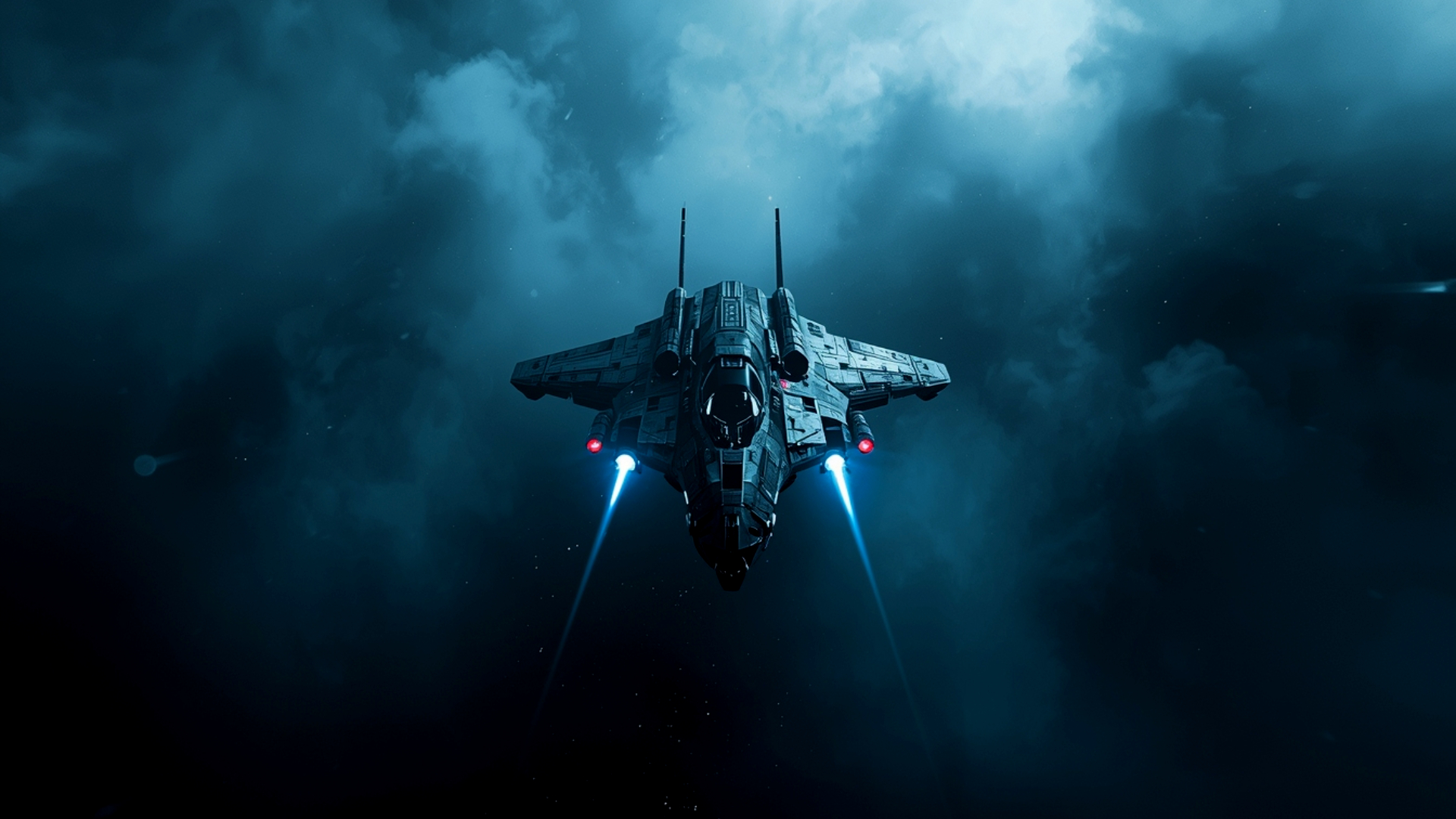  Futuristic spaceship with cosmic fog amoled