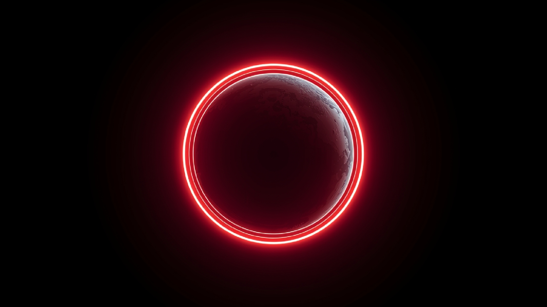 neon planet with glowing ring
