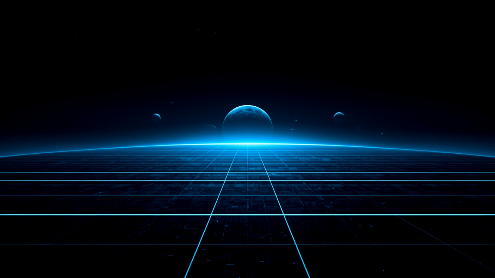   Sci-fi horizon with neon planets amoled