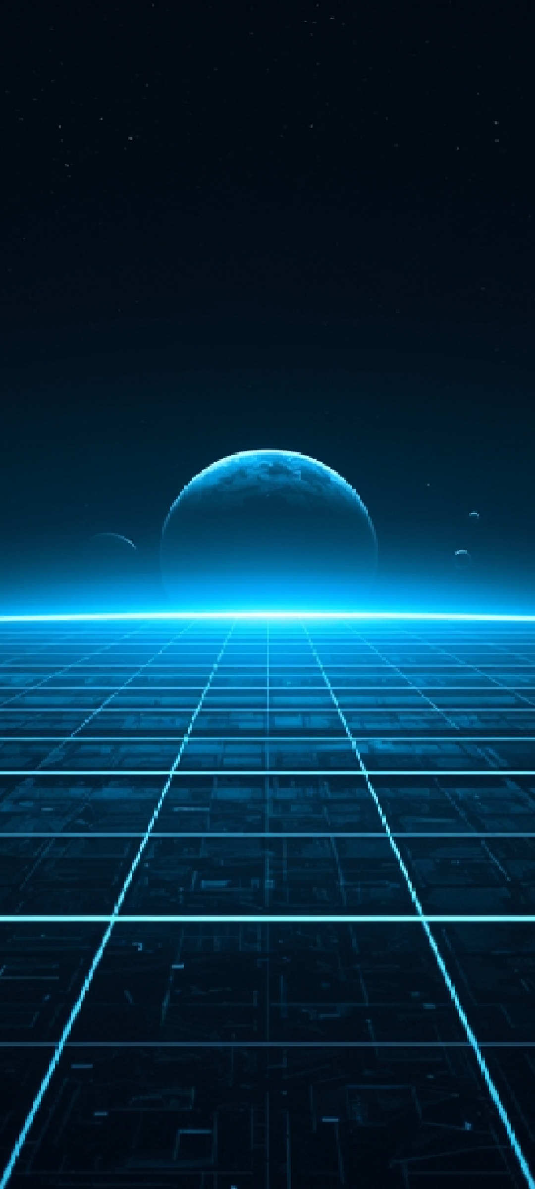   Sci-fi horizon with neon planets mobile