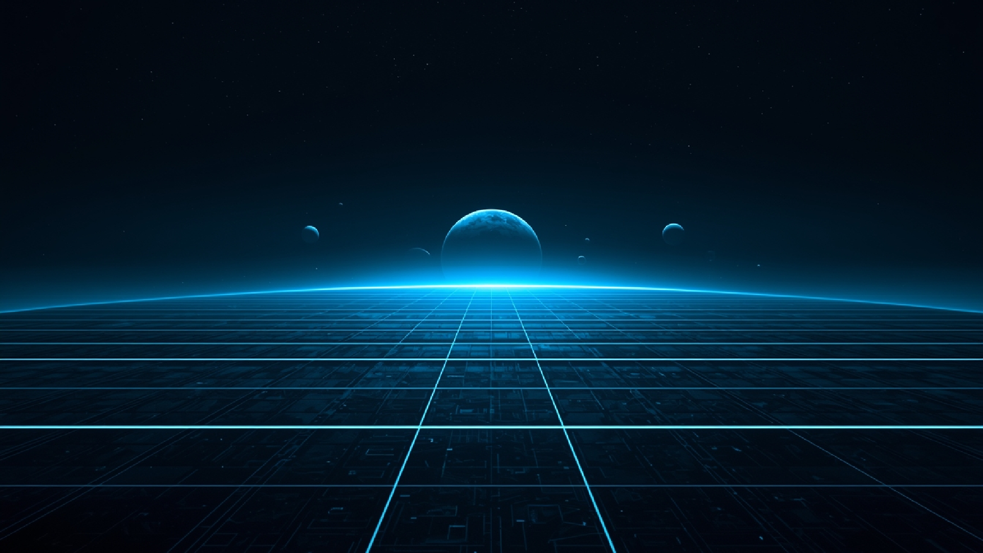 sci-fi horizon with neon planets